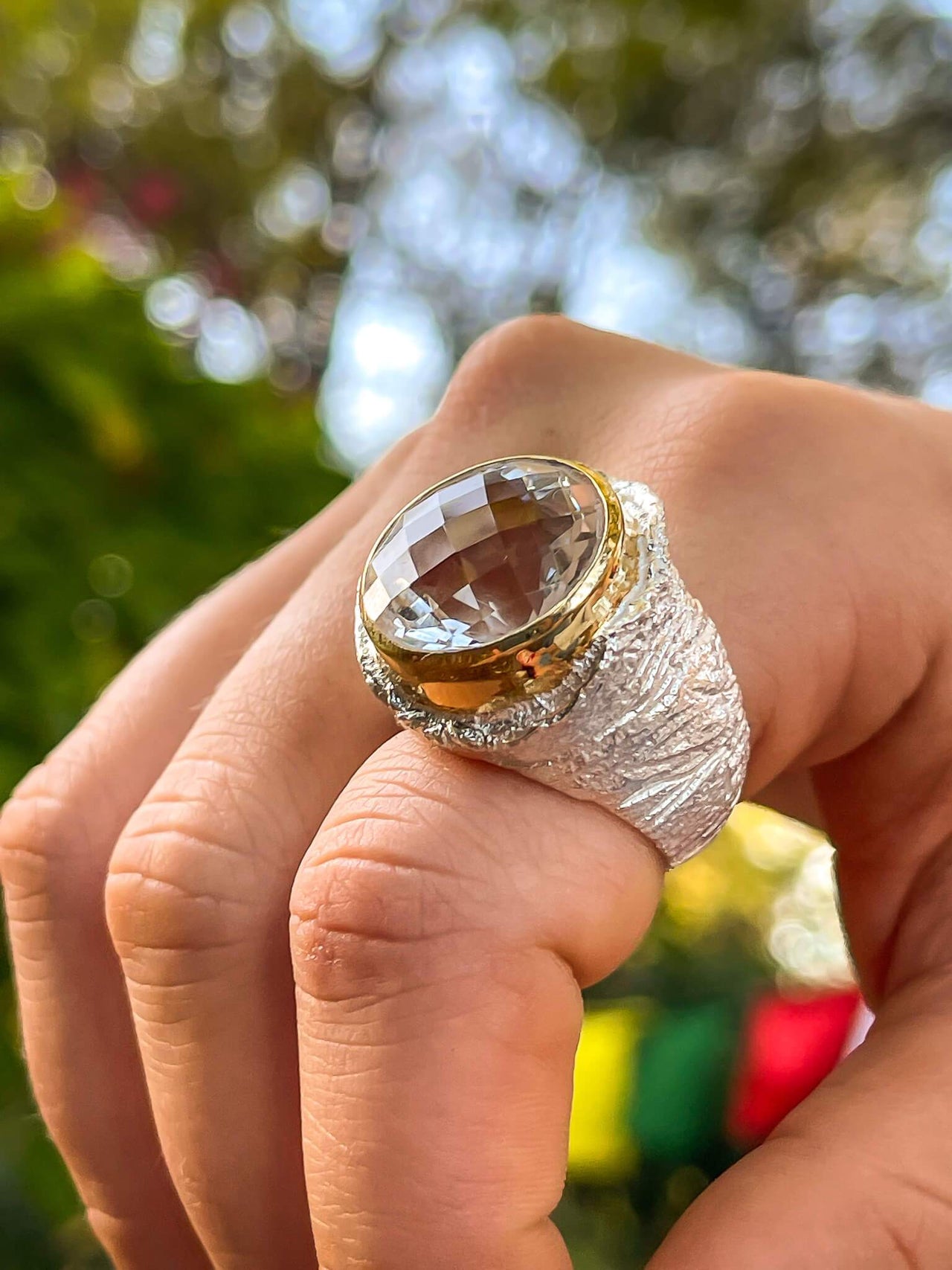 Glimmering Clear Quartz Ring