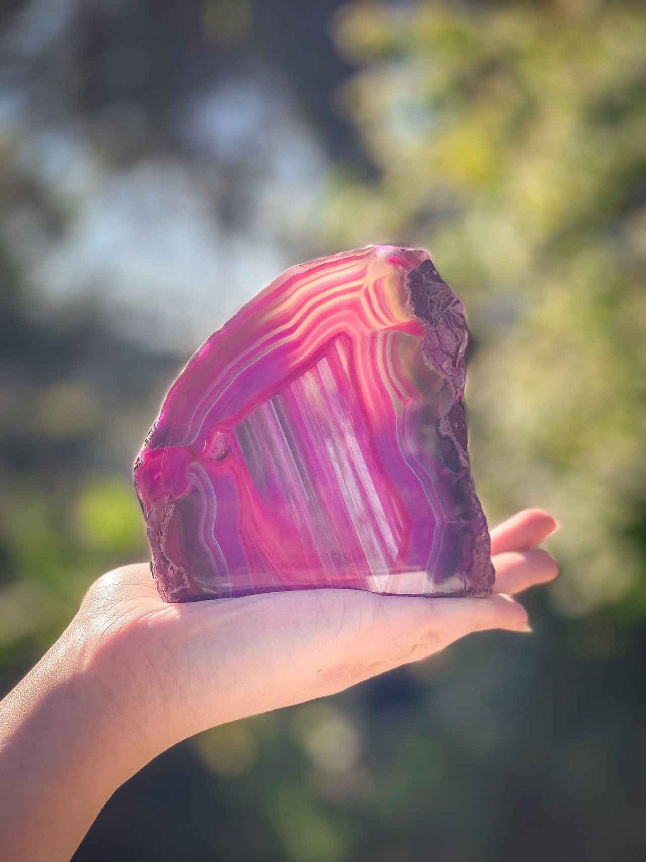 Pink Laced Agate Candle Holder