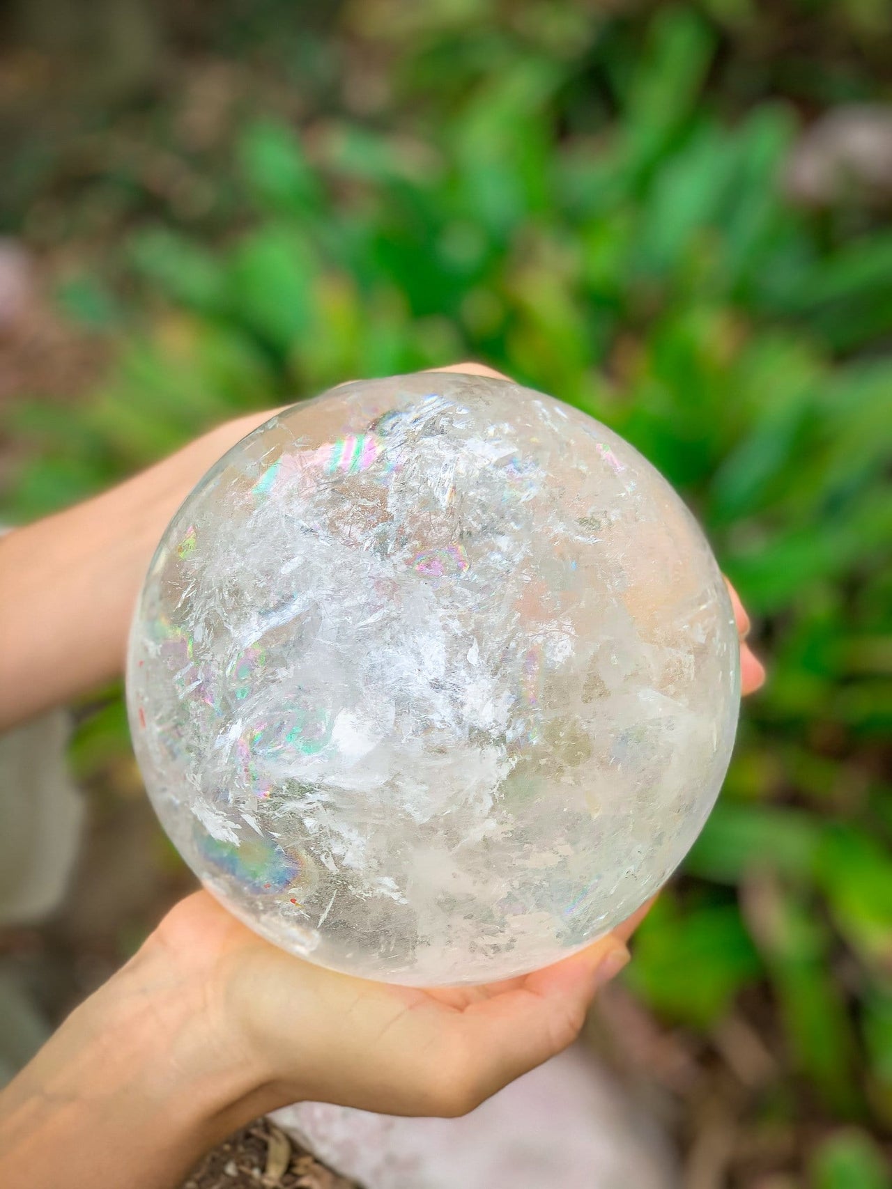 Rainbow-Filled Clear Quartz Sphere
